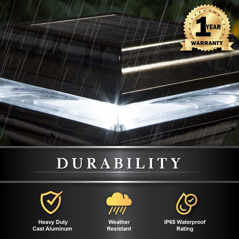 Classy Caps SL211B 4x4 Imperial Solar Post Cap - Black â€“ High-Performance LED Lights, Durable Cast Aluminum, Warm and Cool Light Modes, Fits 4"x4" or 3.5"x3.5" Posts, Ideal for Decks, Fences - Image 5